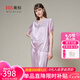 美標（MEIBIAO）送愛(ài)人禮物短袖真絲睡衣女春夏19姆米重磅套裝100%桑蠶絲綢家居服 香氛紫 短袖七分褲套裝 XL (170/92A)