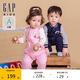 GAP嬰幼兒秋冬小熊logo抓絨連體衣兒童裝外出爬服哈衣643422