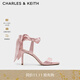 CHARLES&KEITH一字帶緞面蝴蝶結綁帶高跟涼鞋子女鞋生日禮物CK1-61720177 粉紅色Pink 36