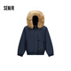 森馬（Semir）羽絨服女冬季可脫卸毛領(lǐng)牛角扣寬松80絨子2025新款學(xué)院風(fēng)外套 暮藍（灰鴨絨）81003 M