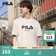 FILA 斐樂官方情侶款針織短袖衫2025春季新款休閑簡約舒適純棉T恤 云菇白-WT L 175/96A