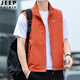 JEEP SPIRIT吉普馬甲男春秋休閑無(wú)袖背心男士坎肩外套上衣男裝 桔紅色 XL