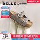 百麗（Belle）張凌赫推薦生巧吐司2代勃肯鞋女款魔術(shù)貼拖鞋D5Z1DBT5 灰色 （2.0升級） 37 (235mm)