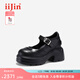 艾今（IIJIN）2025新款9.5cm厚底內(nèi)增高女鞋超輕單鞋學(xué)院風(fēng)瑪麗珍鞋女721FNA 黑色 37