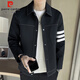 皮爾卡丹（pierre cardin）工裝夾克男春秋冬季韓版潮流外套男高級感休閑男裝 黑色 XL