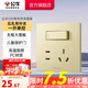 公牛（BULL）開關(guān) 86型墻面家用插座 帶USB網(wǎng)線 空調(diào)電視墻壁面板G39香檳金 【五孔帶一開單控】 開關(guān)
