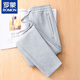 羅蒙（ROMON）休閑運動(dòng)褲女2025秋冬新款加絨加厚直筒褲寬松大碼衛褲子女 花灰色加絨 L 建議116-130斤