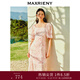 MAXRIENY【浪漫當夏】甜美桃花美人連衣裙夏裝新款收腰顯瘦連衣裙 粉花 S 01