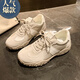 康麗凈2025年春夏新款復古阿甘鞋運動(dòng)芭蕾百搭潮流德訓鞋女板鞋軟底透氣 米白色 專(zhuān)柜版 35