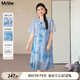 MsShe【新中式印花雪紡旗袍】大碼女裝2025夏裝胖mm國風(fēng)連衣裙子 冰河藍(lán)色現(xiàn)貨 4XL