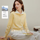 茵曼撞色雙層領(lǐng)毛衣2025秋季女新款氣質(zhì)百搭長(cháng)袖針織衫 淡黃色 M