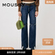 moussy 女裝新款低腰深藍色磨損設計直筒牛仔褲010GA211-5530 113深藍色 M 00002