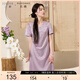 三彩大碼女裝2025夏季新款連衣裙V領(lǐng)短袖提花收腰氣質(zhì)胖MM