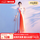 大合唱團演出服女氣質(zhì)長裙愛國紅色中國風紅歌舞蹈表演中式指揮服 紅色煙霧營 M