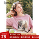 百圖betu女裝夏季新款T恤印花圖案短袖寬松百搭T恤上衣女2404T32 粉紅 L
