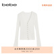 bebe【淡人穿搭】春夏新款女氣質(zhì)通勤V領(lǐng)純色紐扣綴飾毛針織衫130601 本白 M