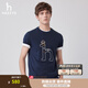 哈吉斯（HAZZYS）男裝 夏款上衣男大狗圖案圓領(lǐng)短袖T恤男ASTZE0BBE62 藏青色NV XL (180/100A 50)