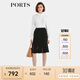 PORTS寶姿女裝2024春夏新款經(jīng)典時(shí)尚通勤蕾絲拼接三醋酸半身裙 黑色 XS (2)