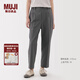 無印良品（MUJI）女式 易干彈力泡泡紗錐形褲褲子女款休閑褲25年夏季 女裝BE1V3A5S 深灰色 XL (165/74A)