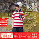 ASK JUNIOR男童運(yùn)動(dòng)套裝夏薄款兒童條紋POLO衫短褲跑步兩件套 紅色  170 