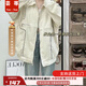 蕓蕁外套女2025新款oversize短外套女美式復古棒球服寬松國潮外套女春 秋款里布款春-米白 【面料】 S 【建議80斤-100斤】