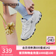 斯凱奇（Skechers）女鞋秋冬小白熊休閑鞋子厚底增高百搭運動(dòng)軟底老爹鞋99999863 白色/海軍藍色/WNV 35.5