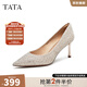 他她（TATA）酒杯鞋婚鞋新娘鞋伴娘鞋宴會(huì )高跟鞋女鞋細跟配裙子單鞋新 粉金（7cm）-流光款 35