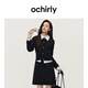 歐時(shí)力OCHIRLY 澳大利亞進(jìn)口美麗諾羊毛香風(fēng)針織外套女士高級(jí)感 黑灰 S