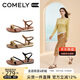 康莉（COMELY）羊皮平底一字帶涼鞋女25年夏季休閑涼鞋羅馬涼鞋多寶鞋 豹紋  39