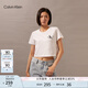 Calvin Klein Jeans夏季女士純棉字母印花潮流ck辣妹短款短袖T恤J223495 YAF-月光白 S