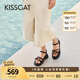KISSCAT2025夏季新款增高厚底涼鞋復古金幣條帶休閑涼鞋女KA65310-50 黑色 39