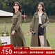 百圖betu女裝春季新款連衣裙設計感長袖收腰氣質連衣裙女2401T68 軍綠 M