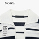 MO&Co.針織衫2025夏新品法式POLO開(kāi)襟V領(lǐng)干爽輕薄短款短袖MBE2SWT025 藍白條色 XS /155