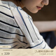 旅途原品 漢麻長款t恤女條紋原創(chuàng)設(shè)計女裝圓領(lǐng)短袖藍白紋秋季寬松開叉本心 藍白條 L-XL(170cm)