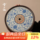 兮元記汝窯陶瓷茶盤(pán)中式茶具2025新款家用瀝水圓形茶托盤(pán)干泡茶臺 繁花米黃汝窯如意圓茶盤(pán)