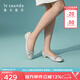 萊爾斯丹春季新款優(yōu)雅蝴蝶結(jié)芭蕾風(fēng)平跟平底女鞋圓頭真皮單鞋5M15602 灰色 GYK 36