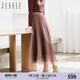 JESSIE時尚亮絲漸變顯瘦百褶網紗半身裙女秋 咖啡色 S