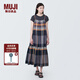 無印良品（MUJI）女式馬德拉斯格紋吊帶連衣裙女裝裙子格子裙純棉全棉長(zhǎng)裙BC2IIA4S 深藏青色格紋 L 165/88A