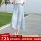 百圖betu女裝2025夏季新款半身裙萊賽爾仿麻扎染靈動(dòng)傘裙裙子2505X16 藍色 M