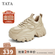 他她（TATA）泡泡鞋厚底老爹鞋女鞋子秋季透氣黑色輕便增高休閑運動(dòng)鞋WOG04AM3 杏色（單里-經(jīng)典款） 36