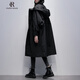 clotho Rennie品牌女裝風(fēng)衣外套女2025春秋新款韓版連帽寬松顯瘦工裝過膝中長款 黑色 M