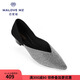 MALOVE MZ王妃鞋新款3.7cm尖頭水晶低跟單鞋女職業(yè)通勤百搭平底鞋新款單鞋 吸睛閃（腳寬建議拍大一碼） 38