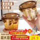欣美雅（xinmeiya）玻璃保鮮碗帶蓋耐熱玻璃飯盒玻璃密封罐湯碗便當盒泡面碗賽普 琥珀色湯碗*2+保溫包+餐具 750ml