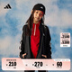 adidas女大童休閑三條紋長(cháng)袖套裝兒童秋季阿迪達斯官方輕運動(dòng) 黑色/白色   164