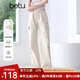 百圖betu女裝2025夏季新款休閑褲假日工裝褲可調節(jié)褲腳褲子女2505X02 杏色 M