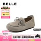 百麗（Belle）七夕禮物復古勃肯鞋女秋新商場款柔軟舒適蝴蝶結單鞋E1M1DCA5預售 灰色 38 (240mm)