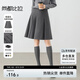 尚都比拉職場通勤a字百褶短裙高級百搭顯瘦小個子半身裙女 灰色 L