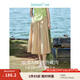 茵曼（INMAN）休閑半身裙2025夏女裝新款松緊高腰寬松A字小個子中長白半裙子 卡其色 S