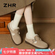 ZHR加絨勃肯鞋女復古軟底套腳棉鞋女柔軟真牛皮單鞋女 AB55B 卡其 39