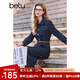 百圖betu女裝2025春季新款連衣裙撞色腰帶工裝風(fēng)牛仔連衣裙女2501T73 深牛仔藍 M